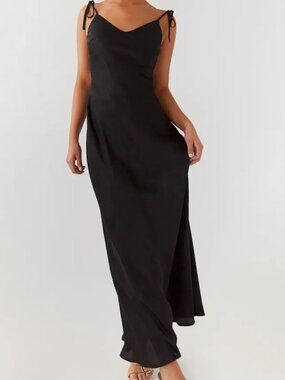 Peppermayo Desire Dream Satin Maxi Dress - Black